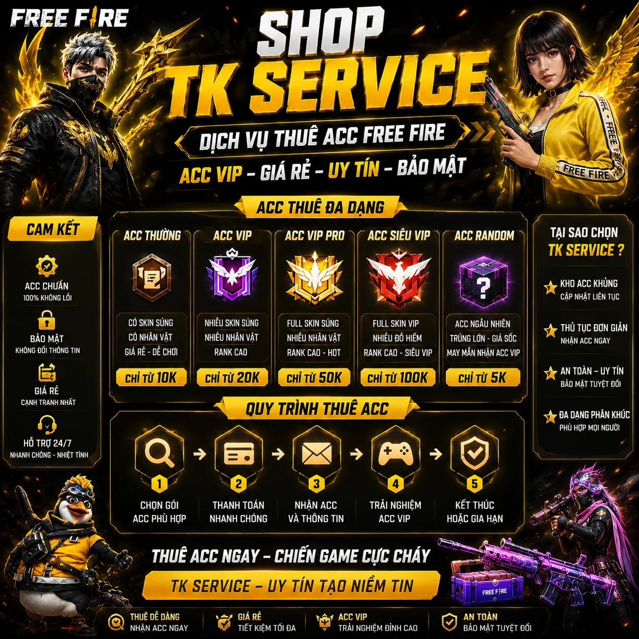 THUÊ ACC VIP TK SERVICE