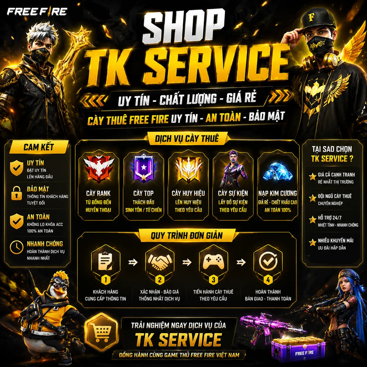 CÀY THUÊ FREE FIRE SHOP TK SERVICE
